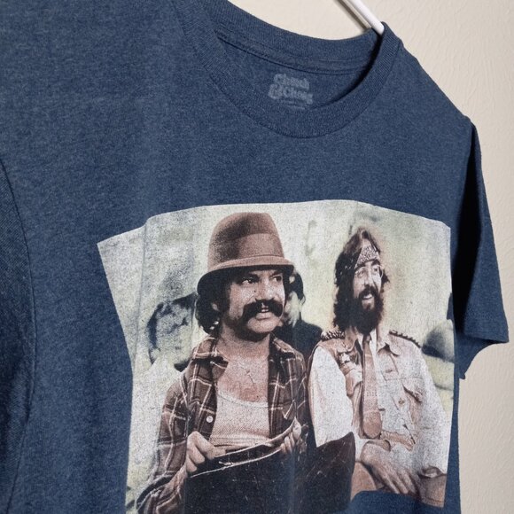 Retro CHEECH & CHONG short-sleeve graphic t-shirt in navy blue heather. - Picture 2 of 6